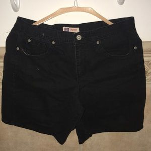 Black denim shorts